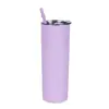 Taza Recta para Beber con Popote de 20 oz Cilindro Recto Taza de Agua para Coche Acero Inoxidable de Doble Capa 304 Aislada Taza de Coche Adelgazante