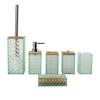 Fabricantes de capa de bambu de diamante de plástico para banheiro, atacado, lavagem de cinco peças, copo de gargarejo para banheiro, conjunto de cinco peças para copo de dente
