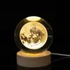Explosiones transfronterizas Bola de cristal luminosa USB 3D tallada Regalos creativos Adornos de escritorio Bola de cristal Luz nocturna