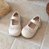 2026 Meninas Crianças Tricô Primavera Verão Estilo Vazado Solado Macio Vento Sapatos de Princesa Versátil Sapatos de Uma Sola Malha Respirável Sapatos Pequenos de Couro