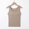 Chaleco de Cuello Redondo para Mujer, Diseño con Copa Integrada, Camisola sin Varillas, Top de Verano sin Mangas con Hermoso Diseño en la Espalda, Estilo Espalda Descubierta