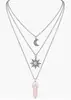 Coluna hexagonal Ágata Pingente Colar Lua Oca Mulheres Multi-camada Colar Cinco Pontas Estrela Multi-camada Colar Mulheres
