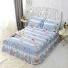 Cb@ Faldón de Cama Acolchado de Algodón Estilo Coreano Encaje Pequeño Fresco Cubre Cama Estilo Algodón Puro Corazón de Niña Cubre Cama Cubierta Protectora