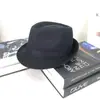 Gorro de Invierno para Hombre, Sombrero de Copa de Lana Cálido para Exteriores, Moda Británica para Mediana Edad y Personas Mayores, Sombrero de Copa Jazz, Sombrero de Copa con Ala de Color Sólido