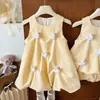 Conjunto de Vestido de Verão para Meninas, Sem Mangas, Design de Pato 3D, Vestido Princesa Fofo e Estiloso para Crianças Pequenas, Conjunto de Duas Peças