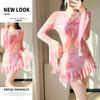 Traje de baño para mujer 2026 Nuevo Bikini Sexy de Cuatro Piezas Estilo Falda Dividida Traje de baño de Manga Larga para Aguas Termales