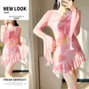 Traje de Baño de Hada para Mujer, Estilo Nuevo 2026, Sexy Conjunto de Bikini de Cuatro Piezas Estilo Falda Dividida, Traje de Baño de Manga Larga para Aguas Termales