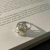 Nuevo Anillo de Perlas Envolvente Estilo Coreano para Mujer, Anillo Abierto en Forma de C con Textura de Moda Retro, Anillo para Dedo Índice, Moderno