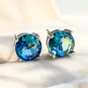 Pendientes de Cristal de Zirconia Blanca Redonda con Garras Cuatro, Explosiones Blancas K Blancas de Shein Transfronterizos para Mujer, 8 mm, Joyería de Oreja Simple de Moda Versátil
