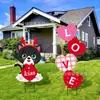 Letrero de Jardín para el Día de San Valentín Transfronterizo con Corazones Dulces y Coloridos, Letrero Decorativo de Jardín con Luces