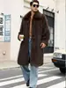 Abrigo de piel sintética transfronterizo para hombre, nuevo abrigo largo de piel sintética con cuello cuadrado para hombre de otoño e invierno, comercio exterior europeo y americano para hombre