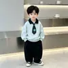 Conjunto de Ropa de Otoño para Niños 2026 Nuevo Estilo Camisa POLO para Niños Corbata Sudadera Bebé Apuesto Elegante Estilo Académico Conjunto de Dos Piezas