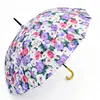 Guarda-chuva de cor 16K com acabamento acetinado e cabo longo, gancho curvo na cor dourada, guarda-chuva de uso duplo para dias ensolarados e chuvosos, atacado direto da fábrica para e-commerce transfronteiriço