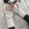Guantes de punto para mujer en otoño e invierno, guantes sin dedos para hombre, calentadores de muñeca, guantes de lana de medio dedo, mangas postizas de pareja de estudiantes de color puro