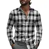 Camisa de Hombre a Cuadros y Rayas Primavera Un Botón Diseño de Solapa 2025 Ligera Corte Holgado Moda