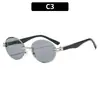 Moda Europea y Americana Nuevas Gafas de Sol Sin Marco Cortadas al Borde de Gama Alta Redondas Gafas de Sol de Chica Popular Personalidad Versátil Estilo Callejero