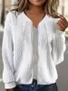 Suéter Feminino de Lã Trançada com Zíper, Estilo Europeu e Americano, Novo, Transfronteiriço Amazon, Gola Baseball, Manga Longa, Tamanho Plus