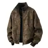 Colección nueva de primavera y otoño transfronteriza, chaqueta de talla grande para hombre, cuello acanalado, cuero PU lavado, corte holgado, prenda exterior de moda para hombre estilo Hong Kong