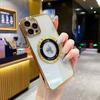 Aplicable a carcasa de teléfono móvil con succión magnética para iPhone15, lupa con fugas, película para lente electrochapada Apple 14, funda protectora resistente a caídas 13