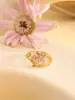 Anillo para Mujer Girasol Circonita Nueva Entrada Lujo Ajustable Anillo para Mujer Simple Pequeño Fresco Gama Alta Abierto