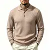 2026 Nuevo Jersey de Punto Casual con Cuello para Hombre, Otoño-Invierno, Transfronterizo, Canalé, Tallas Grandes, Camiseta Base de Moda y Cálida