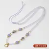 Pingente de Cristal de Calcedônia Roxo Lavanda Corrente para Pendurar Amuleto Budista Tailandês Corrente para Pendurar Thangka do Tibete Corrente de Contas Redondas Frescas