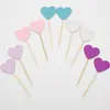 Decoración para pastel, inserto de brillantina, postre para hornear, estrella, corazón, estrella de cinco puntas, banderín con palillo, paquete de 10
