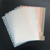 Fábrica de Shenzhen Qixin índice A4 de 11 agujeros papel de clasificación por color de plástico papel de partición de carta