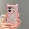Adecuado para Oppo Reno8 Todo Incluido Reno4 Conejito Rosa y Blanco Lindo 8Pro Funda de Teléfono Color Crema Realmec55