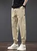 Calça masculina elástica na cintura, transfronteiriça, leve, slim fit, comprimento no tornozelo, moderna, adequada para o verão, adolescentes e estudantes, uso casual