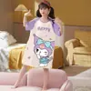 Verano Nuevo Camisón Infantil de Dibujos Animados para el Hogar Ropa Familiar de Verano para Madre e Hija Pijamas de Algodón de Manga Corta para Niños Medianos y Grandes