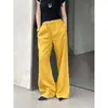 Calça Lavável de Algodão-Linho Tencel com Cintura Elástica e Cordão, Calça Casual Solta de Perna Larga, Estilo Old Money, Sensação Relaxada, Calça de Linho de Cintura Baixa