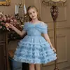 Ropa infantil transfronteriza, vestido de pastel de un hombro, vestido de princesa para fiesta de cumpleaños infantil, vestido festivo para anfitrión de actuación