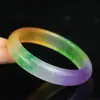 Pulseira de jadeíta cor de gelo, jade quartzo, três cores, pulseira de jade gelo floral, jade espuma d'água, cor de primavera amarela, roxa, verde
