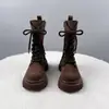 Botas Martin Retro de Suela Gruesa Súper Populares para Mujer, Nuevo Estilo Británico de Moda Otoño e Invierno 2026, Botas Versátiles de Caña Media para Personas Bajitas