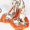 Cachecol de Seda Acetinada Feminino de Primavera e Outono Shanghai Story, Estampado, Mais Fácil de Combinar, Cachecol 90 Quadrado Grande, Presente para o Dia das Mães