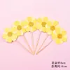 6 hermosos adornos de flor para pastel tarjeta de cumpleaños para niña dulce bandera de decoración para hornear señal de inserción