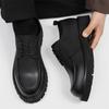 Zapatos de cuero nuevos para hombre, estilo coreano, modernos, combinables, elegantes, con cordones, informales, para adolescentes, estilo británico, negros, pequeños.