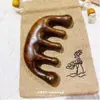 Pente massageador multifuncional de seis bordas de madeira e cinco dentes, pente de cabo longo, sândalo, cinco dedos, cinco dentes, tendão, dentes grandes, pente de madeira fofo