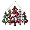 Letrero de madera de árbol de Navidad de una pieza colgante, Colgador de puerta de decoración navideña, Adorno de madera festivo impreso en UV, Transfronterizo