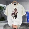 Chegada Nova de Verão Manga Curta Solta Estampado de Desenho Animado Gola Redonda Moda Tamanho Grande Manga Curta Casual Versátil Camiseta Tendência Distinta para Homens