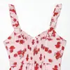 Vestido regata de babados da marca Z, moda emagrecedora transfronteiriça do AliExpress, estilo europeu e americano, roupas femininas estampadas simples populares ZA