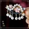 Grampo de cabelo pérola nuvem auspiciosa esmalte cloisonné estilo antigo Novo estilo chinês franja presilha lateral Grampo de alta qualidade presilha acessório de cabelo adorno de cabeça grampo de cabelo