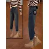 Jeans Harem Mujer Otoño Invierno Más Terciopelo Forma de Pera Sueltos Cubren Caderas Adelgazantes Tallas Grandes Pantalones Zanahoria Cintura Alta Pantalones de Papá
