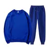 Conjunto Esportivo Masculino Algodão Outono e Inverno Manga Longa Gola Redonda Moletom Cor Lisa Casual Calça de Corrida Solta Conjunto de Duas Peças