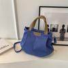 Bolsa de Mão para Comércio Exterior 2024 Nova Tendência Lona Moda Contraste Ombro Transversal Bolsa Tote Plissada Cor Sólida Bolsas