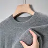 9 Colores DisponiblesSuéter de Color Sólido de Cuello Medio para Hombre, Tejido de Punto de Cuello Redondo, Capa Base de Moda Casual, Estilo Simple para Jóvenes y de Edad Media