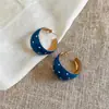 Pendientes de aro redondos con lunares y efecto de goteo de aceite estilo coreano ins, pendientes retro de alta gama de moda con un diseño único para mujer