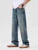 Ropa para Hombre Maple House / Jeans Rectos Estilo Retro Americano para Hombre, Corte Holgado, con Bolsillos de Letras Prensadas, Pantalones Largos para Hombre Estilo High Street