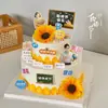 Decoración de Tarjeta para Pastel de Doble Capa Día del Maestro 2025 Girasol Feliz Día del Maestro para Maestros Hombres y Mujeres Gracias por el Día del Maestro Enchufe